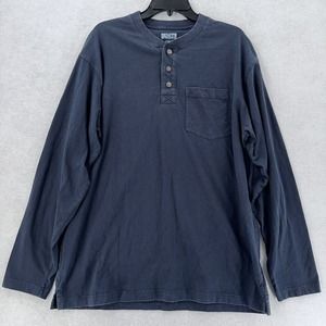 Duluth Trading‎ Company Blue Long Sleeve Cotton Henley Shirt Mens Medium